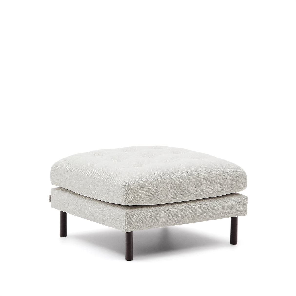 Debra Pouf mit Bezug in perlfarbener Chenille Beine Wenge-Finish 80 x 80 cm - ZEN ZONE Furniture