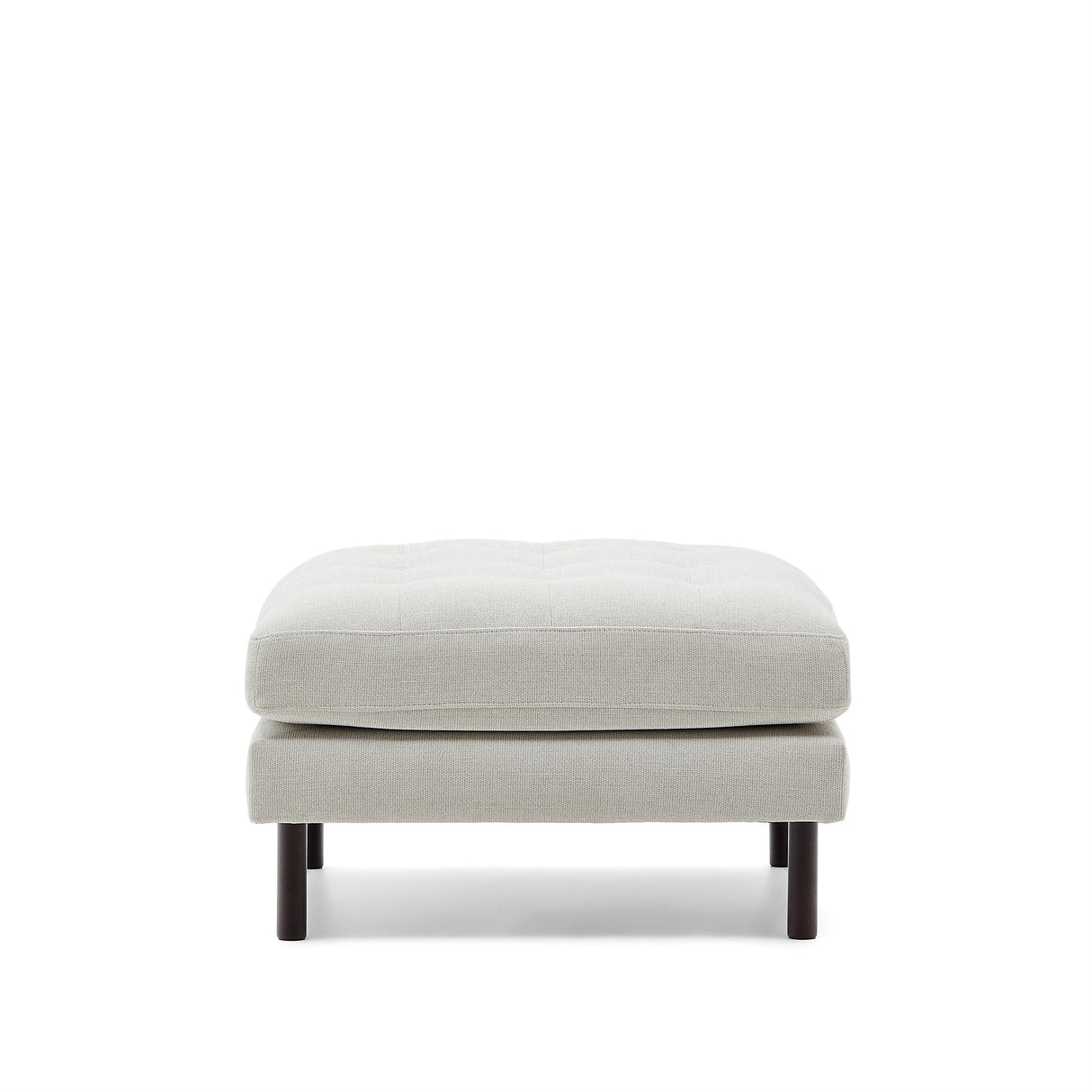 Debra Pouf mit Bezug in perlfarbener Chenille Beine Wenge-Finish 80 x 80 cm - ZEN ZONE Furniture