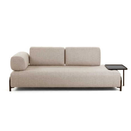 Compo 3-Sitzer Sofa beige mit großem Tablett 252 cm - ZEN ZONE