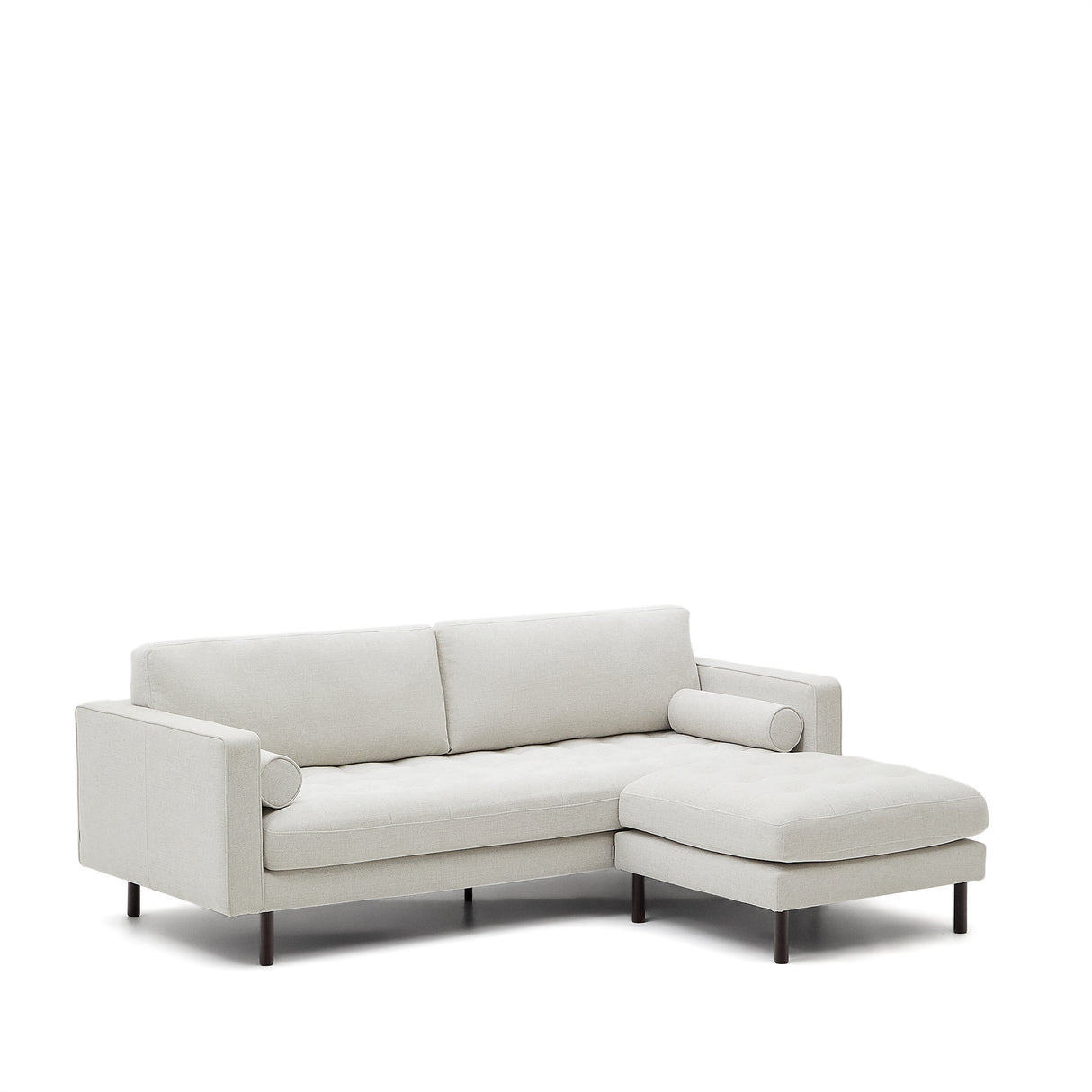 Debra 3-Sitzer-Sofa mit Pouf mit Bezug in perlfarbener Chenille Beine Wenge-Finish 22 - ZEN ZONE Furniture