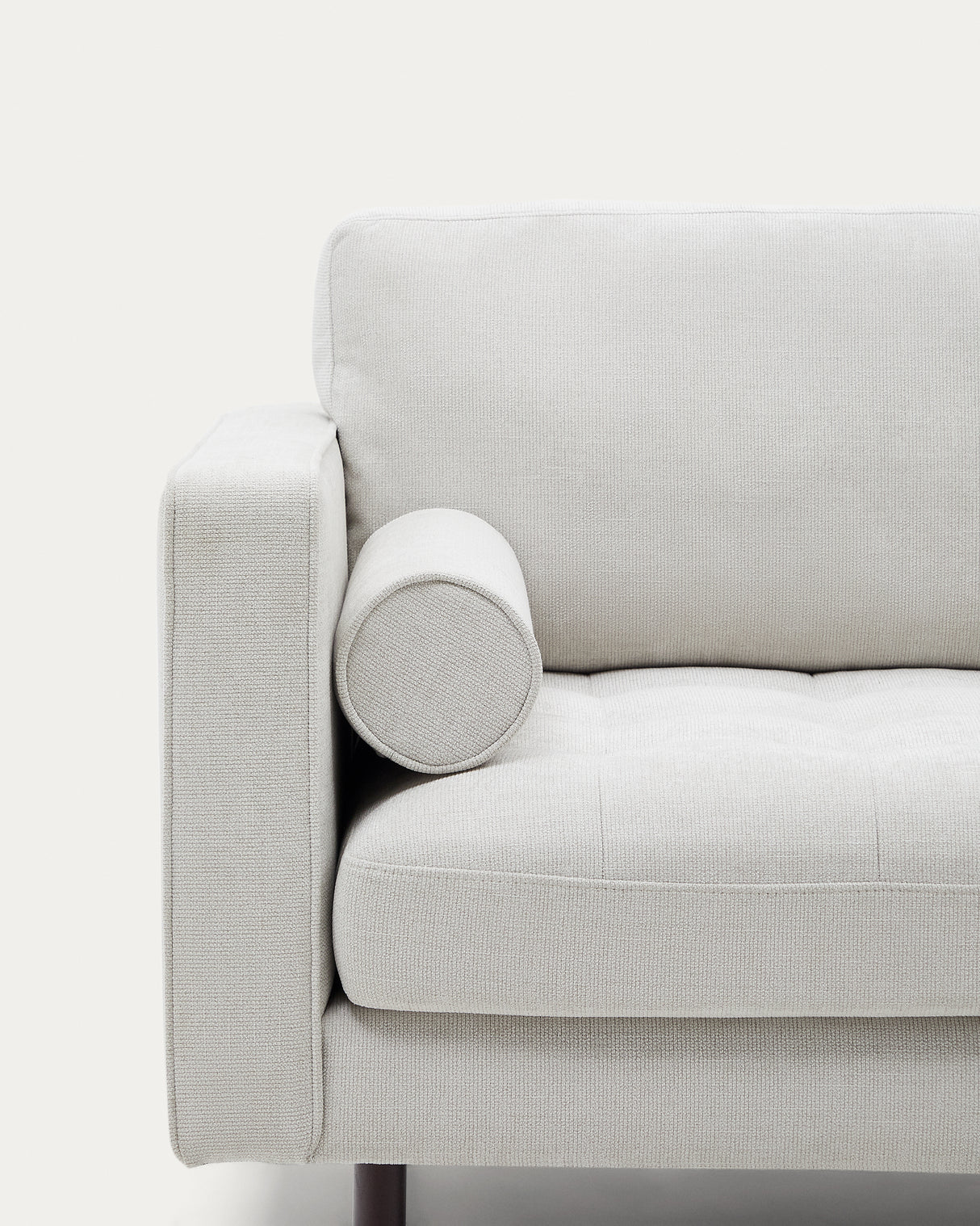 Debra 3-Sitzer-Sofa mit Pouf mit Bezug in perlfarbener Chenille Beine Wenge-Finish 22 - ZEN ZONE Furniture