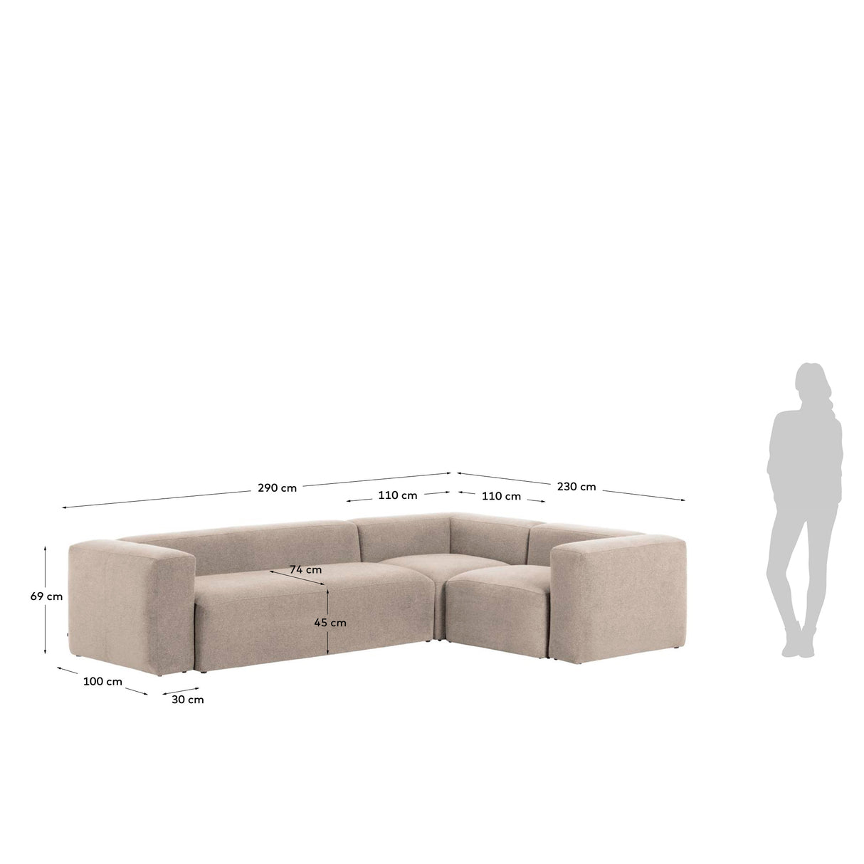 Blok 4-Sitzer-Ecksofa beige 320 x 230 cm / 230 x 320 cm - ZEN ZONE Furniture