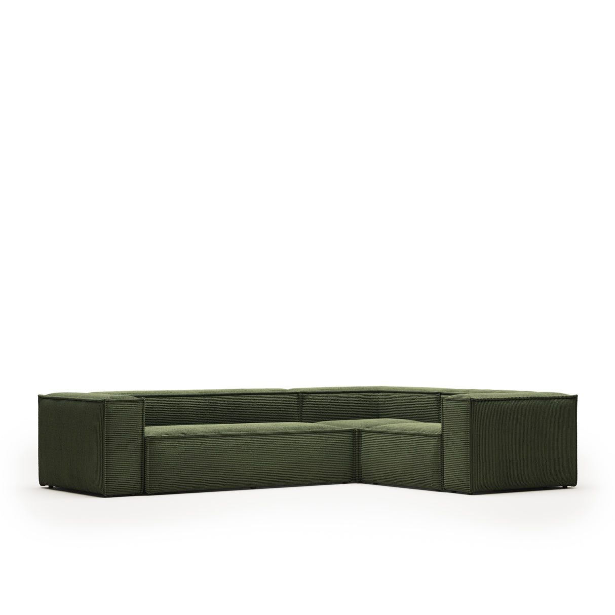 Blok 4-Sitzer Ecksofa Cord grün 320 x 230 cm / 230 x 320 cm - ZEN ZONE Furniture
