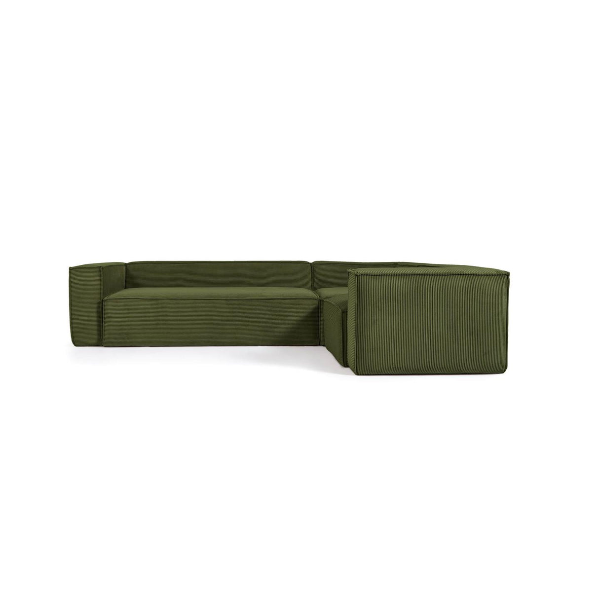 Blok 4-Sitzer Ecksofa Cord grün 320 x 230 cm / 230 x 320 cm - ZEN ZONE Furniture
