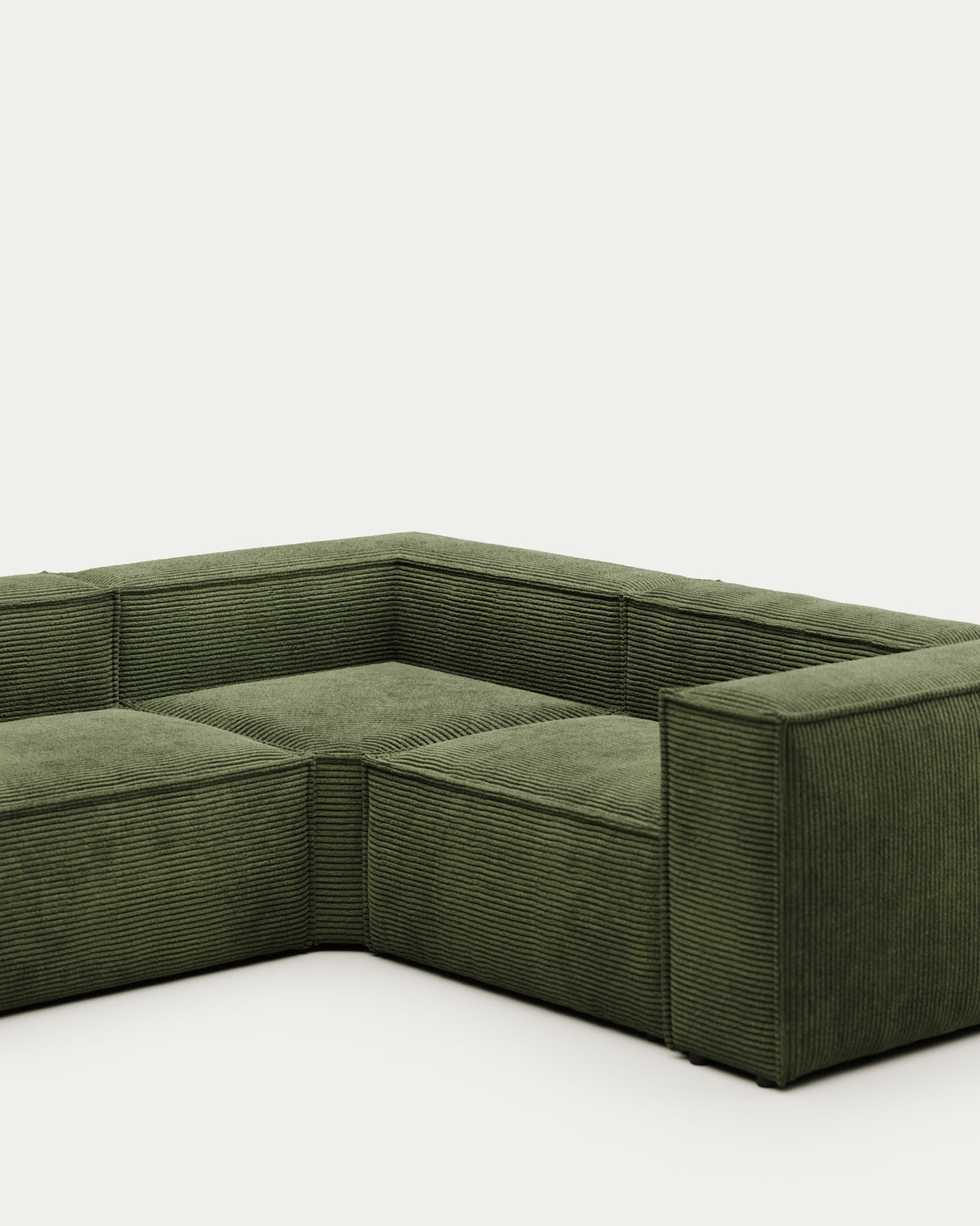 Blok 4-Sitzer Ecksofa Cord grün 320 x 230 cm / 230 x 320 cm - ZEN ZONE Furniture