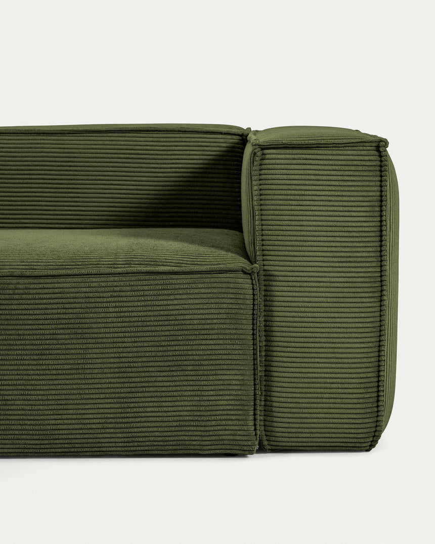 Blok 4-Sitzer Ecksofa Cord grün 320 x 230 cm / 230 x 320 cm - ZEN ZONE Furniture