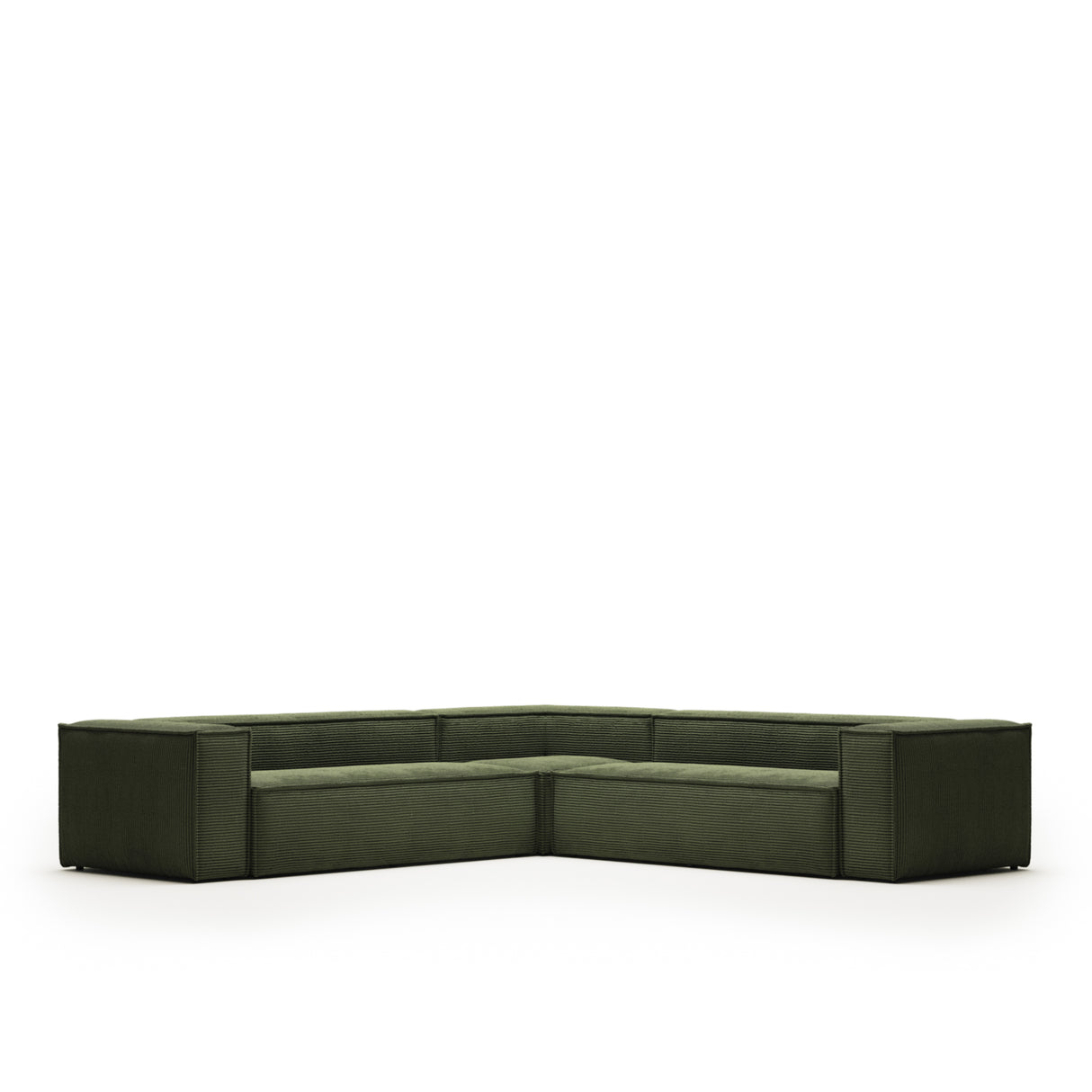 Blok 6-Sitzer Ecksofa dicker Cord grün 320 x 320 cm - ZEN ZONE Furniture