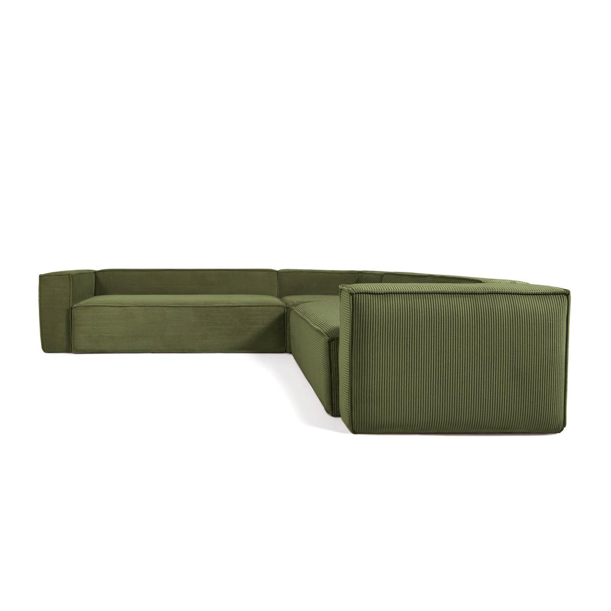 Blok 6-Sitzer Ecksofa dicker Cord grün 320 x 320 cm - ZEN ZONE Furniture