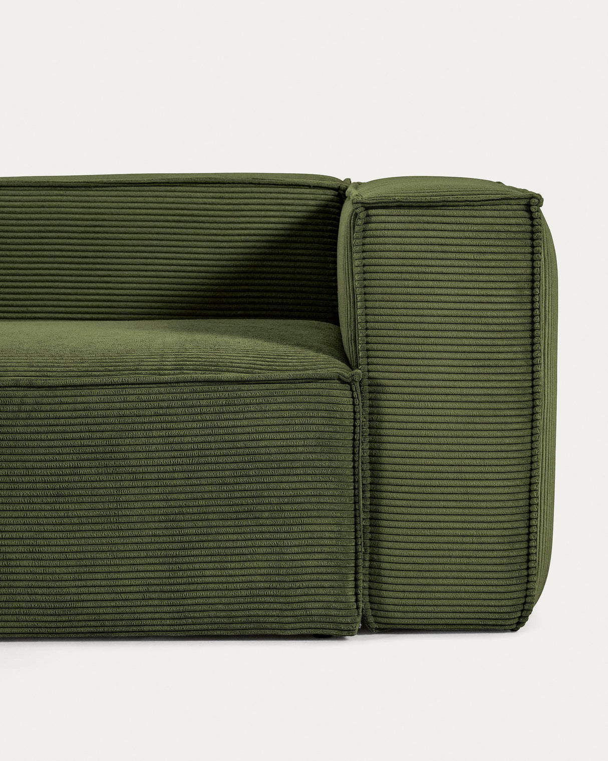 Blok 6-Sitzer Ecksofa dicker Cord grün 320 x 320 cm - ZEN ZONE Furniture