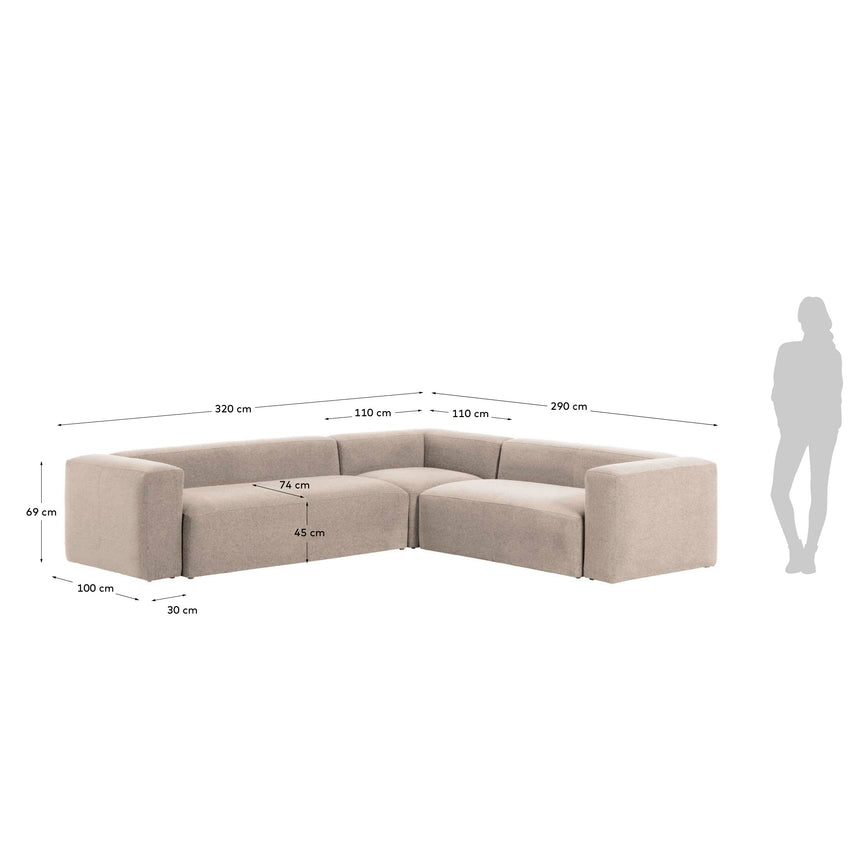 Blok 5-Sitzer-Ecksofa in Beige 320 x 290 cm / 290 x 320 cm - ZEN ZONE Furniture