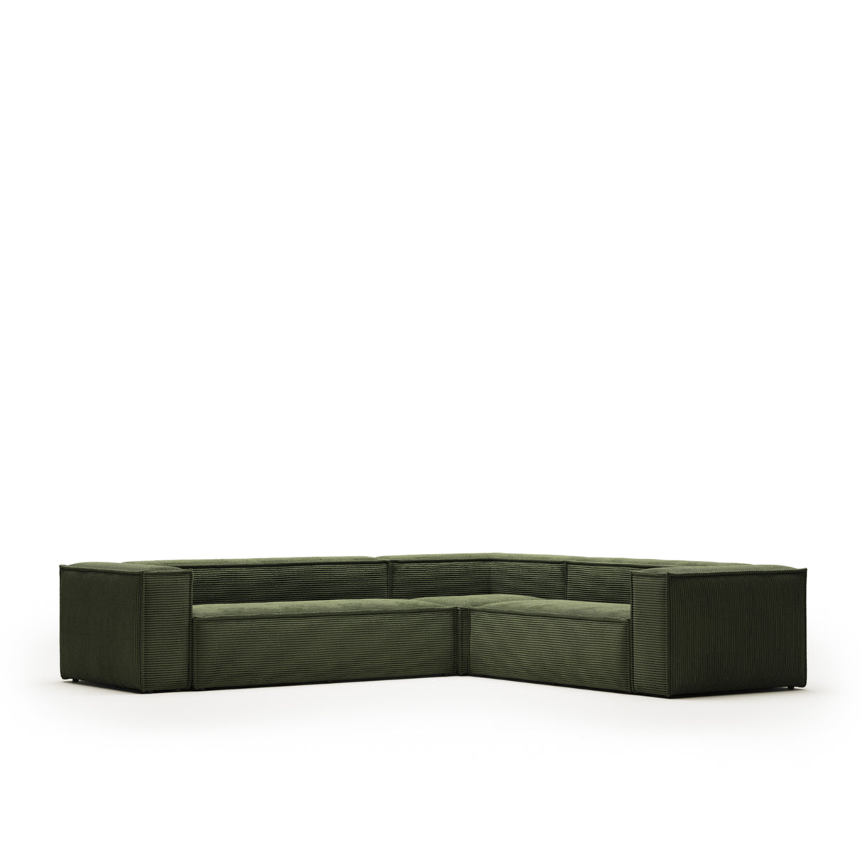 Blok 5-Sitzer-Ecksofa breiter Cord in Grün 320 x 290 / 290 x 320 cm - ZEN ZONE Furniture