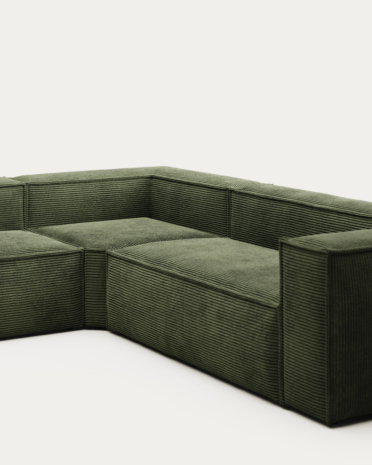 Blok 5-Sitzer-Ecksofa breiter Cord in Grün 320 x 290 / 290 x 320 cm - ZEN ZONE Furniture