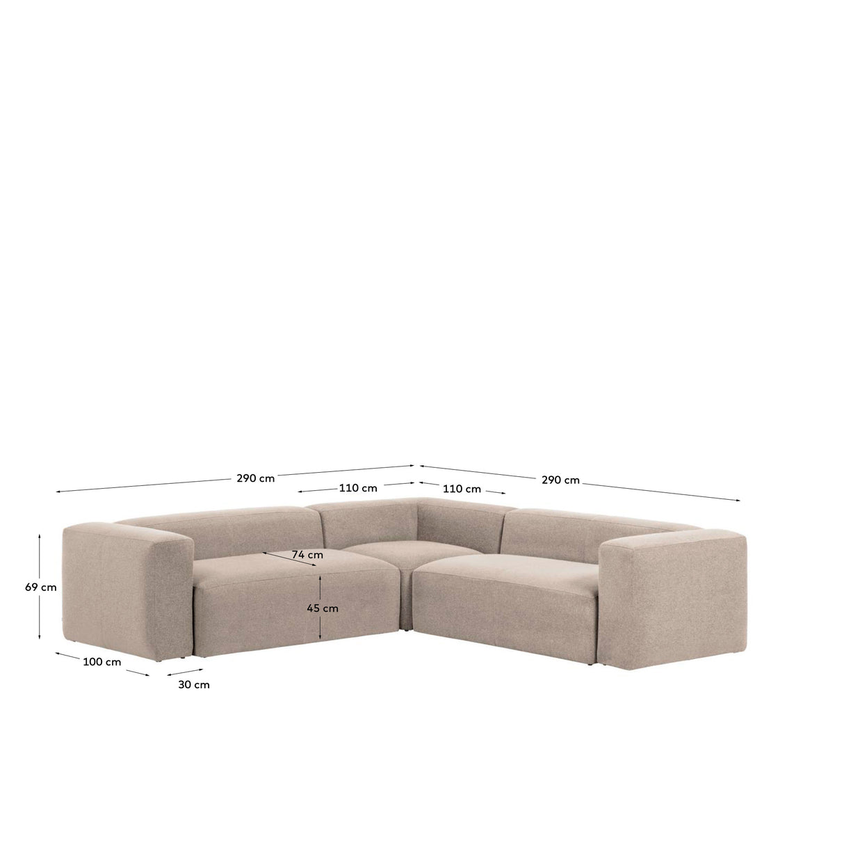 Blok 4-Sitzer Ecksofa beige 290 x 290 cm - ZEN ZONE Furniture