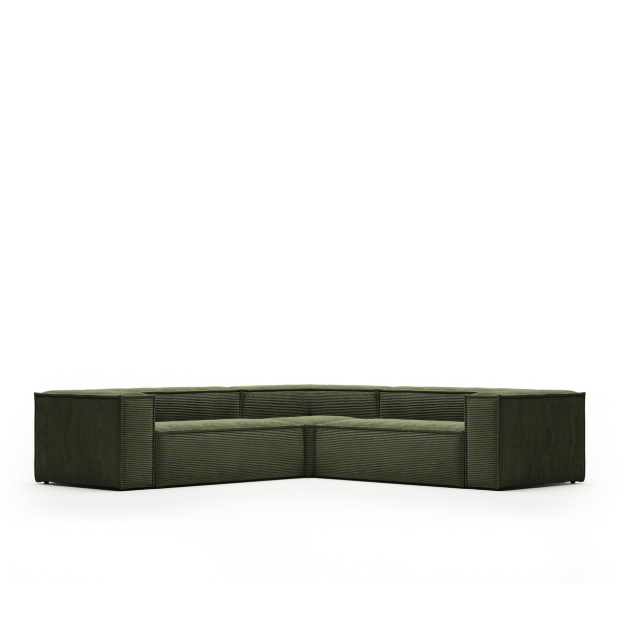 Blok 4-Sitzer Ecksofa dicker Cord grün 290 x 290 cm - ZEN ZONE Furniture