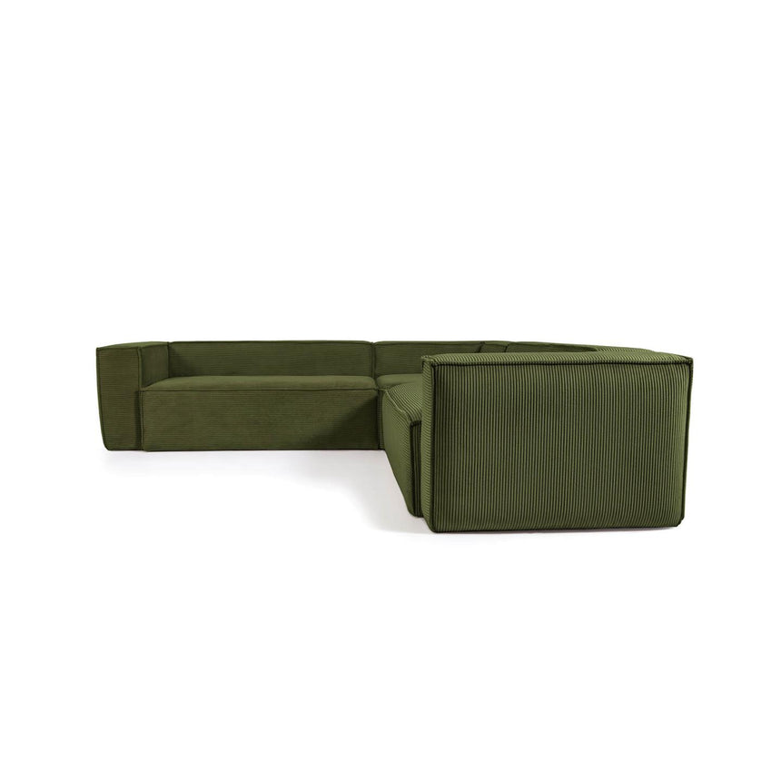 Blok 4-Sitzer Ecksofa dicker Cord grün 290 x 290 cm - ZEN ZONE Furniture