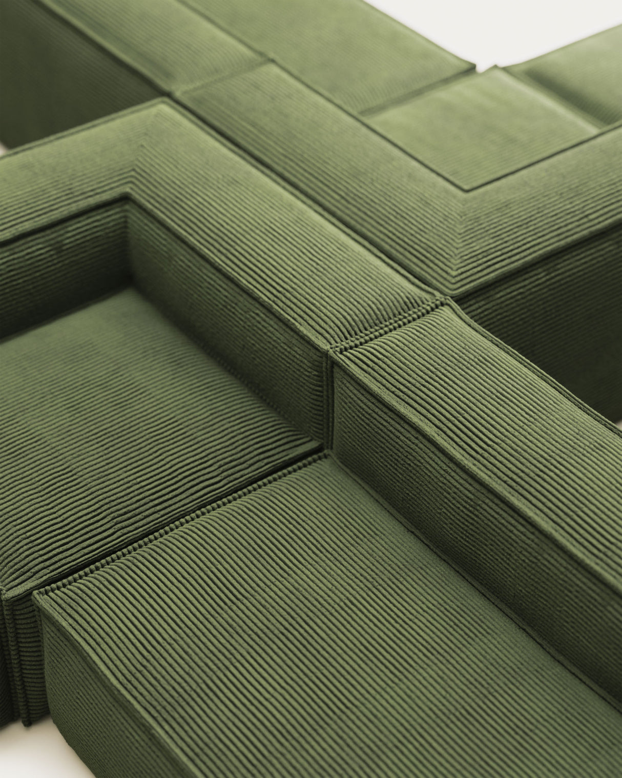 Blok 4-Sitzer Ecksofa dicker Cord grün 290 x 290 cm - ZEN ZONE Furniture
