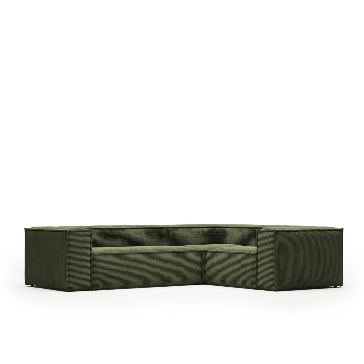 Blok 3-Sitzer-Ecksofa breiter Cord grün 290 x 230 cm / 230 cm 290 cm - ZEN ZONE Furniture