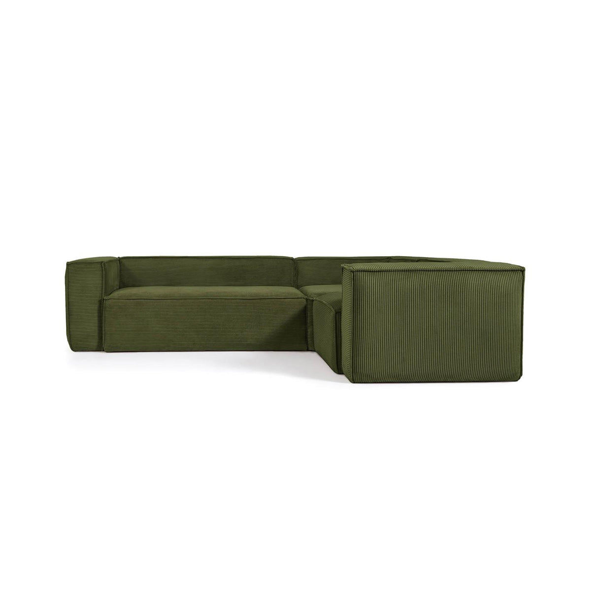 Blok 3-Sitzer-Ecksofa breiter Cord grün 290 x 230 cm / 230 cm 290 cm - ZEN ZONE Furniture