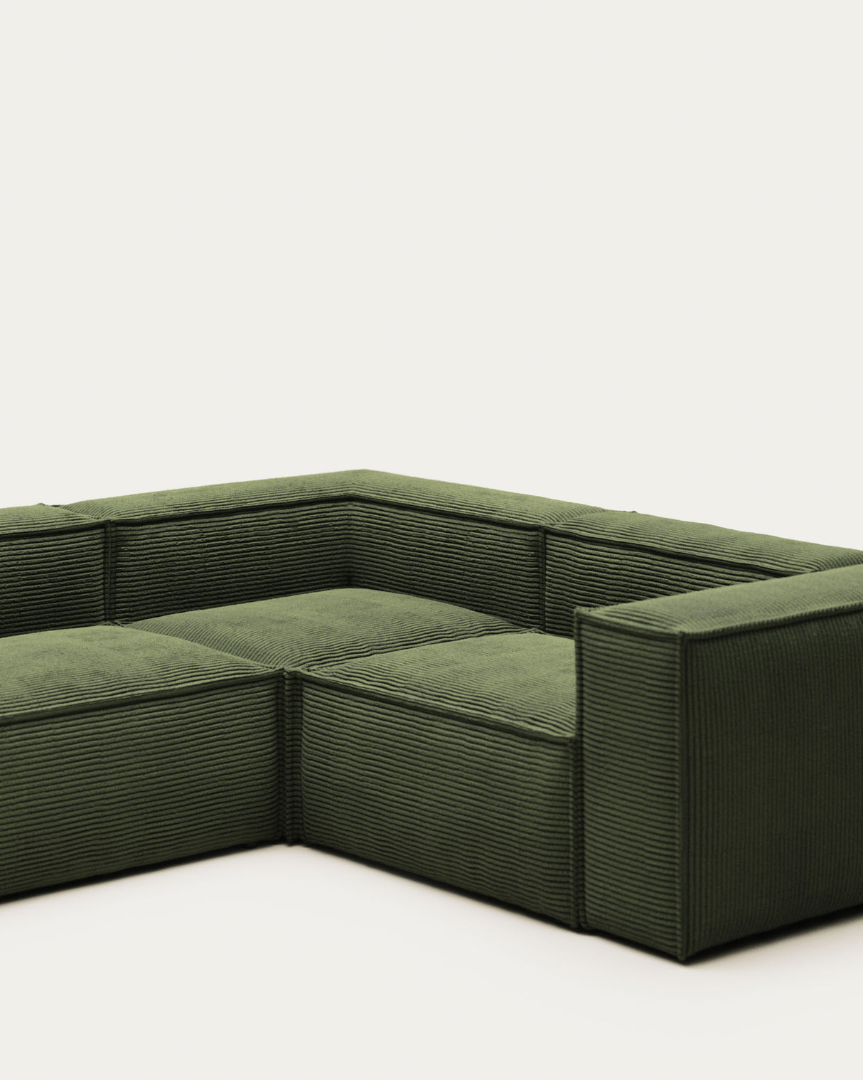 Blok 3-Sitzer-Ecksofa breiter Cord grün 290 x 230 cm / 230 cm 290 cm - ZEN ZONE Furniture