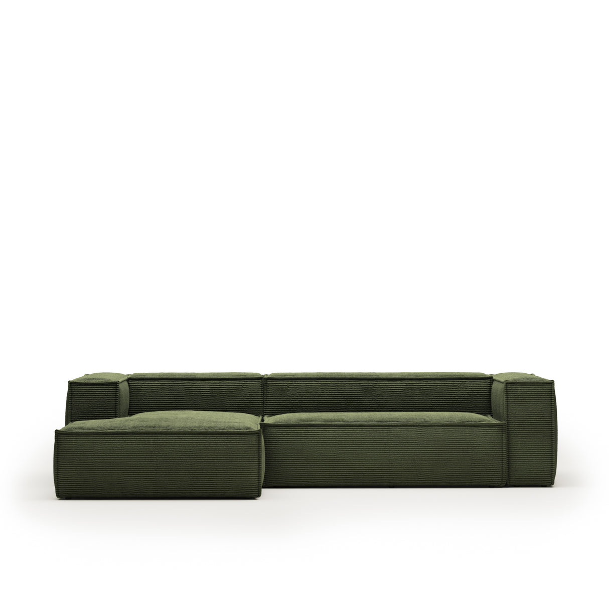 Blok 3-Sitzer-Sofa mit Chaiselongue links breiter Cord grün 300 cm - ZEN ZONE Furniture