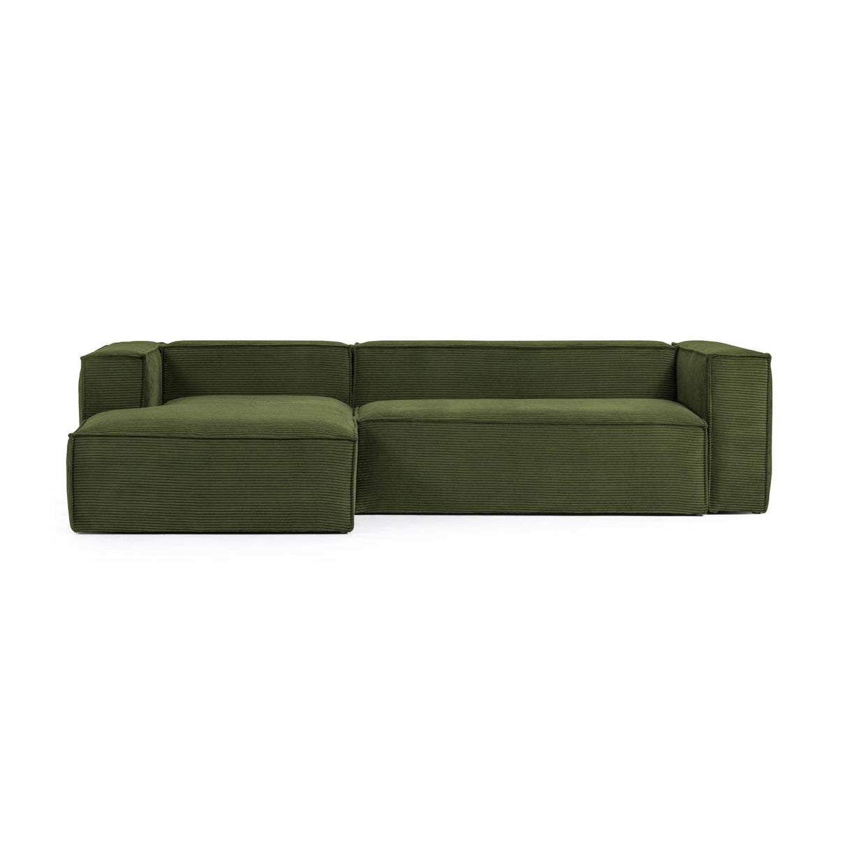 Blok 3-Sitzer-Sofa mit Chaiselongue links breiter Cord grün 300 cm - ZEN ZONE Furniture