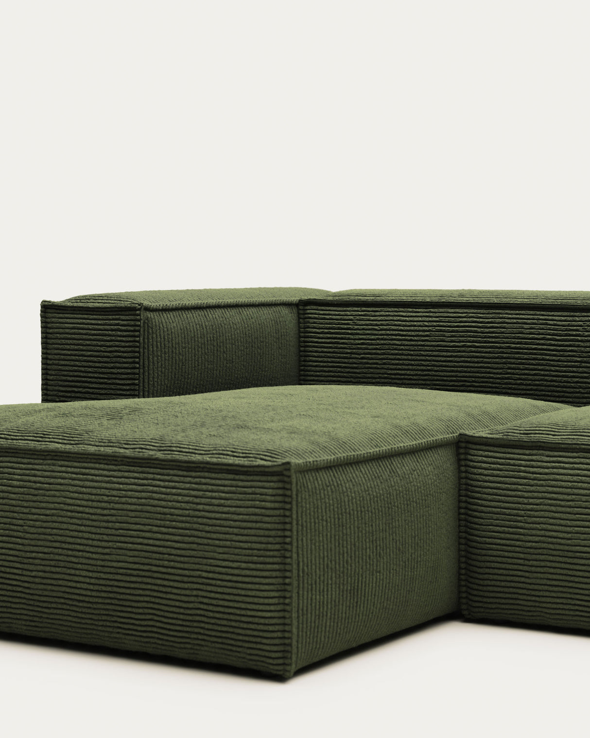 Blok 3-Sitzer-Sofa mit Chaiselongue links breiter Cord grün 300 cm - ZEN ZONE Furniture