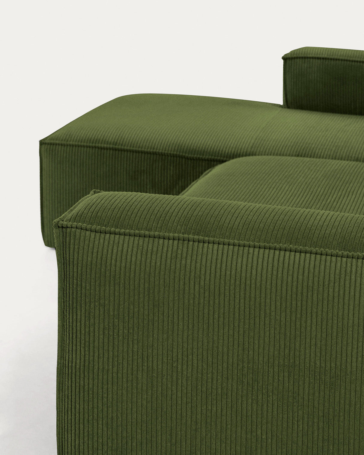 Blok 3-Sitzer-Sofa mit Chaiselongue links breiter Cord grün 300 cm - ZEN ZONE Furniture
