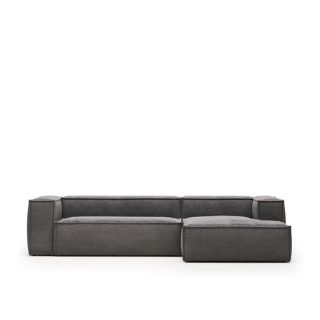 Blok 3-Sitzer-Sofa mit Chaiselongue rechts breiter Cord grau 300 cm - ZEN ZONE