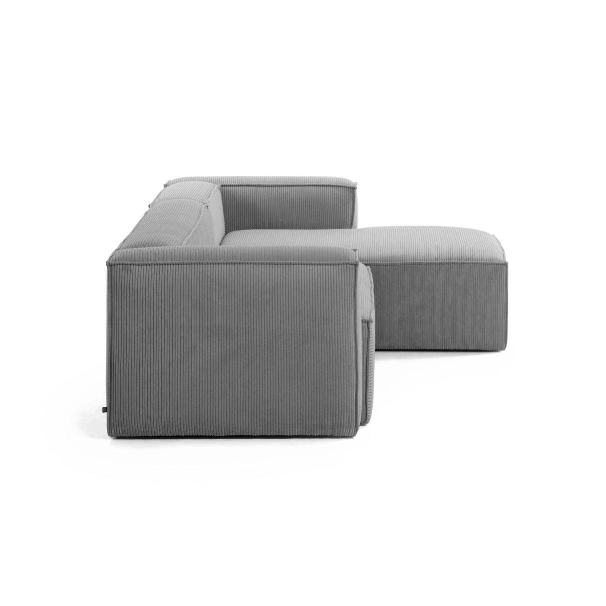 Blok 3-Sitzer-Sofa mit Chaiselongue rechts breiter Cord grau 300 cm - ZEN ZONE