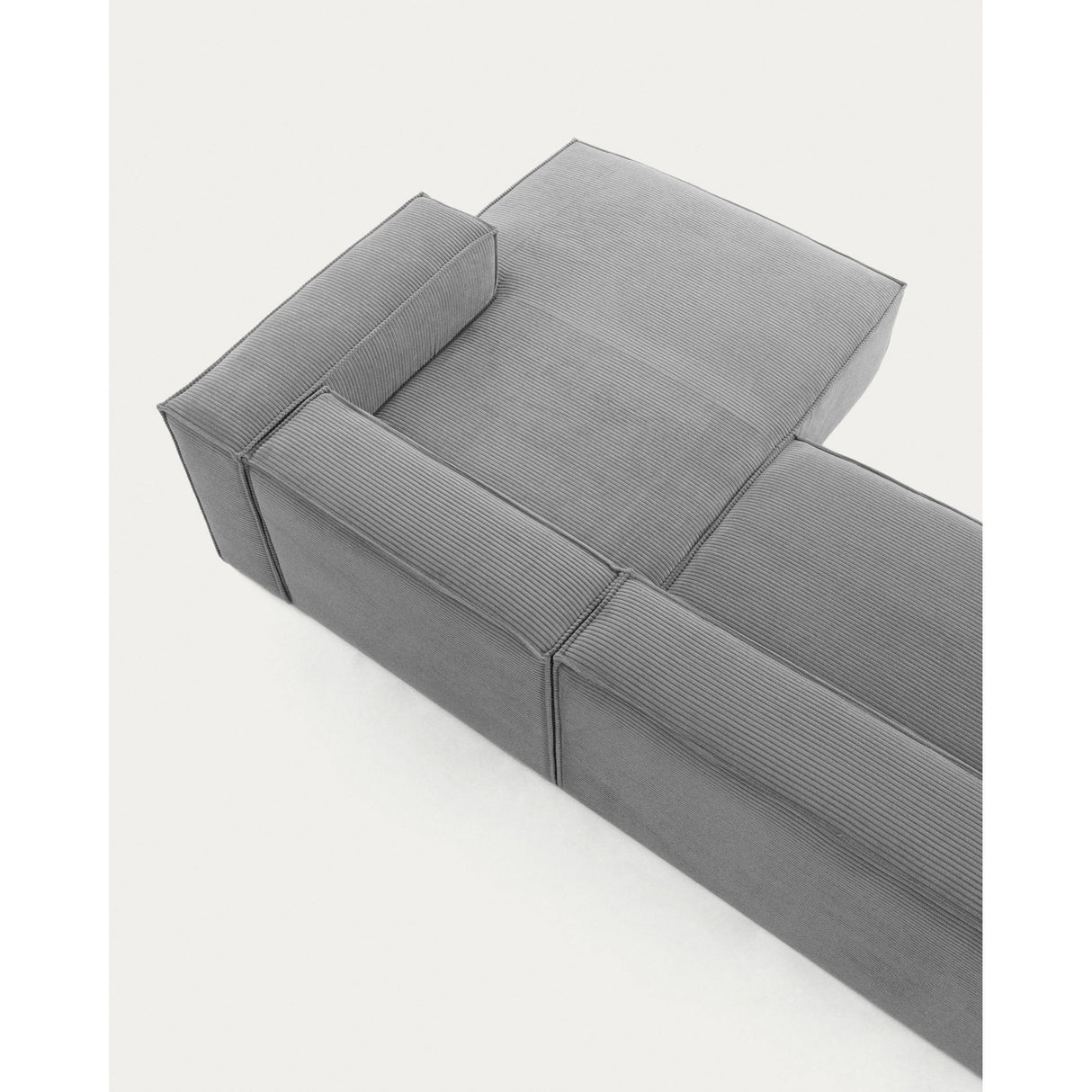 Blok 3-Sitzer-Sofa mit Chaiselongue rechts breiter Cord grau 300 cm - ZEN ZONE