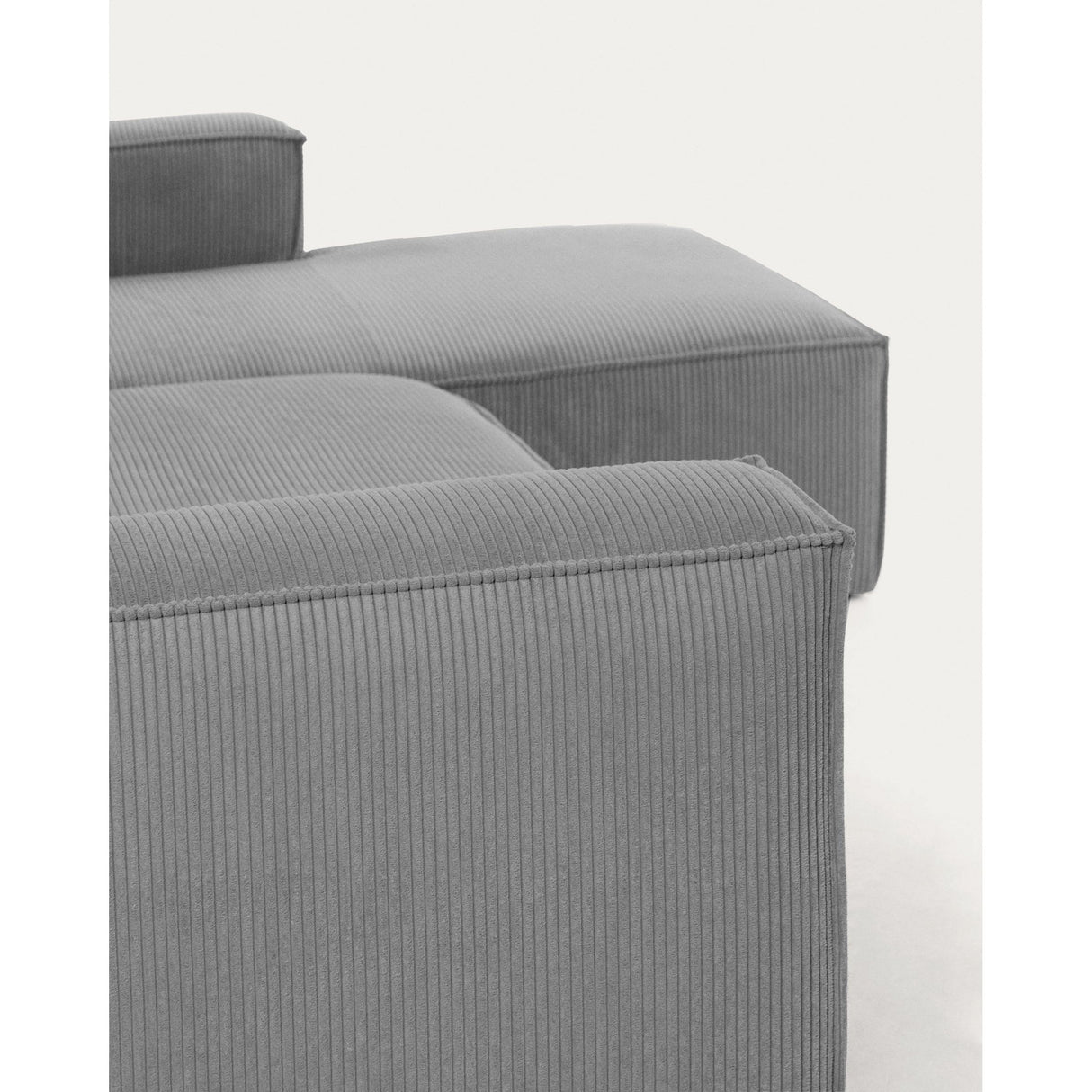 Blok 3-Sitzer-Sofa mit Chaiselongue rechts breiter Cord grau 300 cm - ZEN ZONE