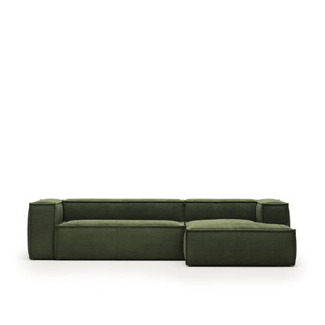 Blok 3-Sitzer-Sofa mit Chaiselongue rechts breiter Cord grün 300 cm - ZEN ZONE