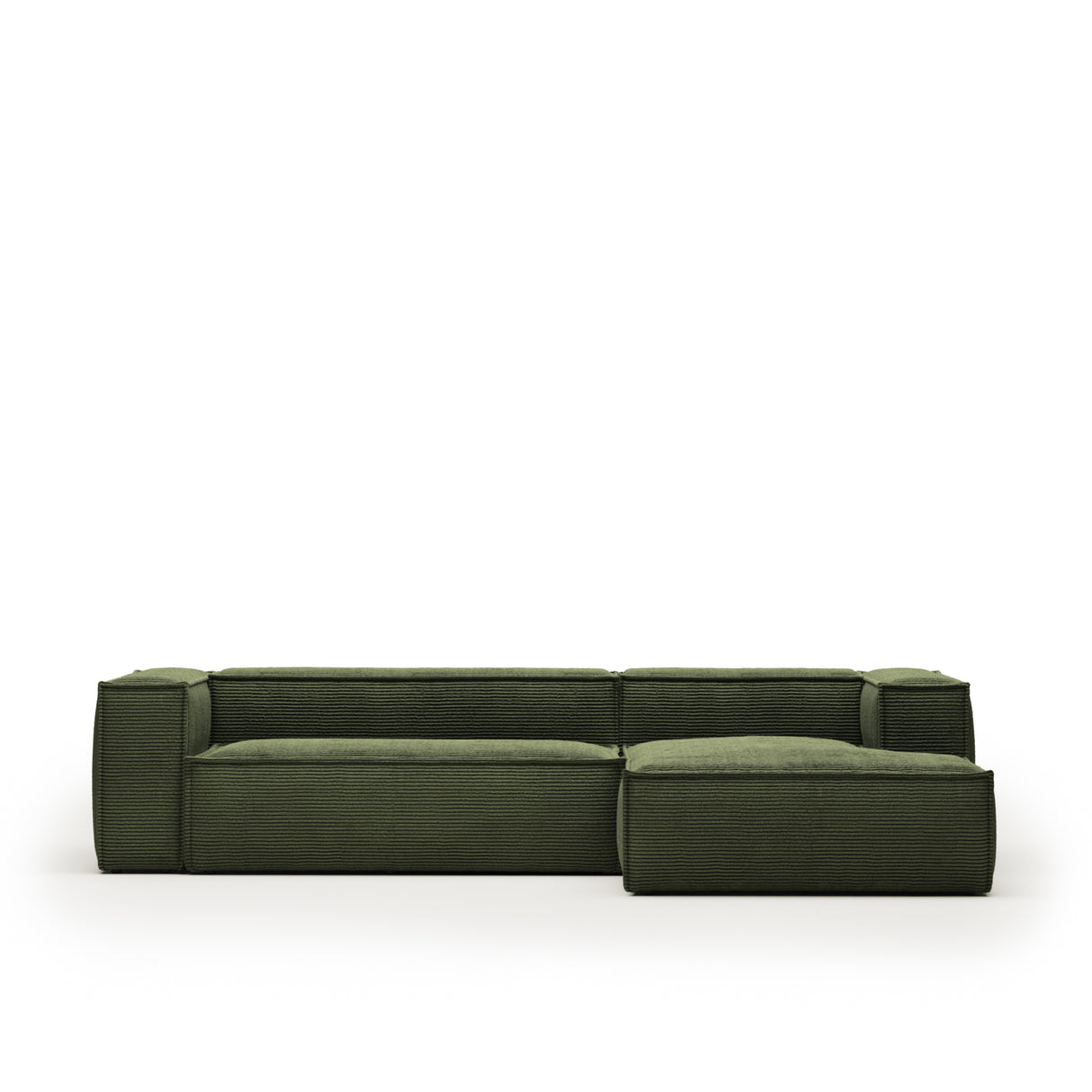 Blok 3-Sitzer-Sofa mit Chaiselongue rechts breiter Cord grün 300 cm - ZEN ZONE Furniture