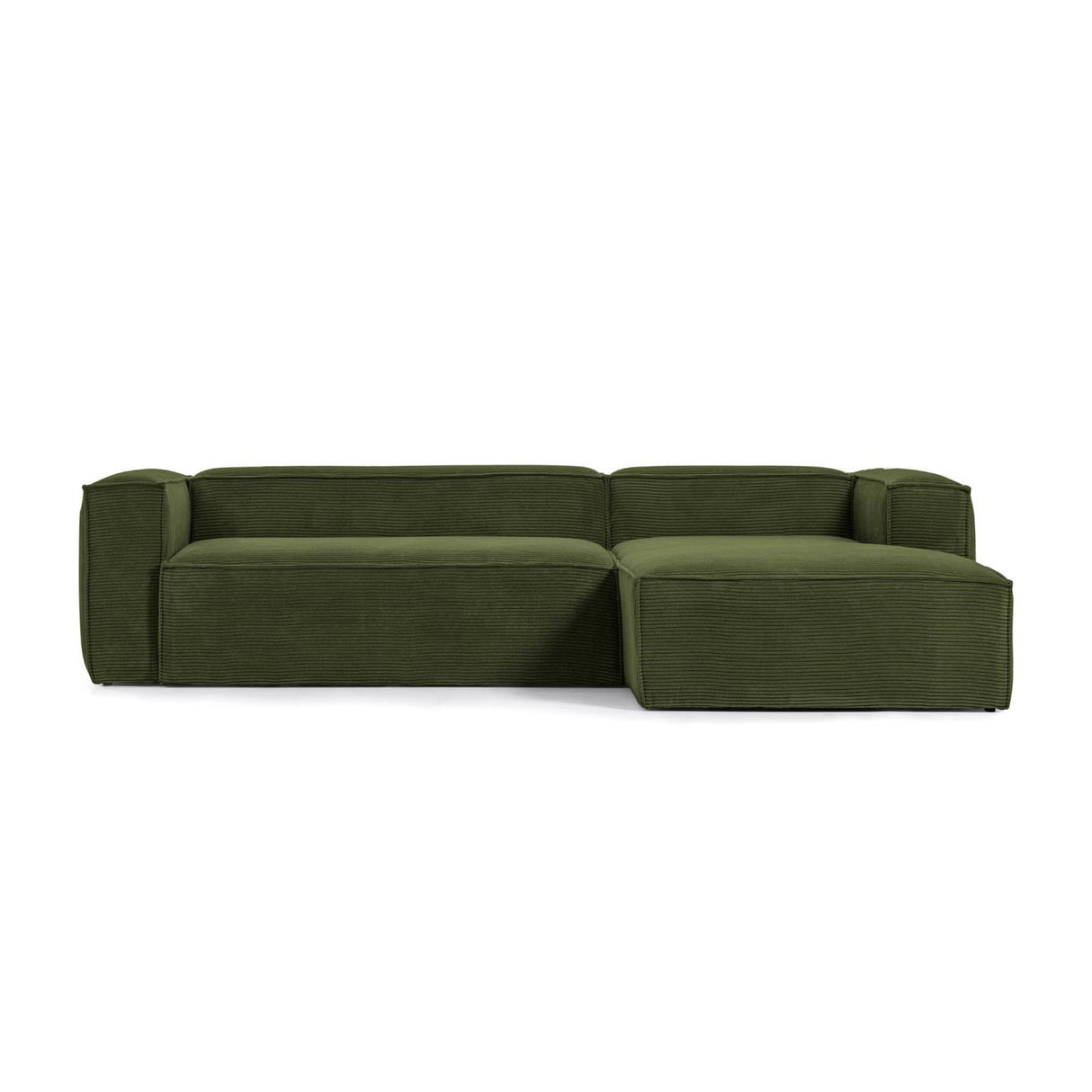 Blok 3-Sitzer-Sofa mit Chaiselongue rechts breiter Cord grün 300 cm - ZEN ZONE Furniture