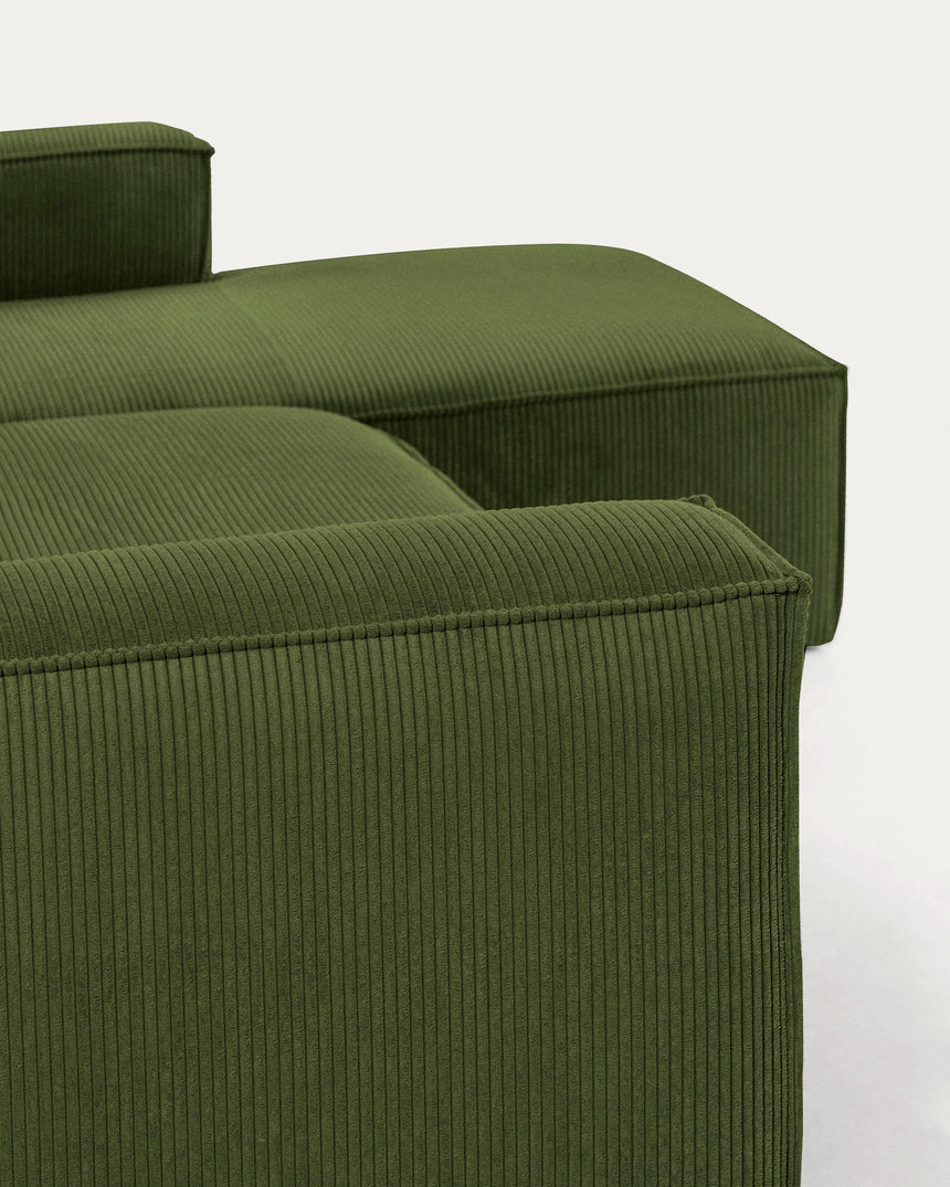 Blok 3-Sitzer-Sofa mit Chaiselongue rechts breiter Cord grün 300 cm - ZEN ZONE Furniture