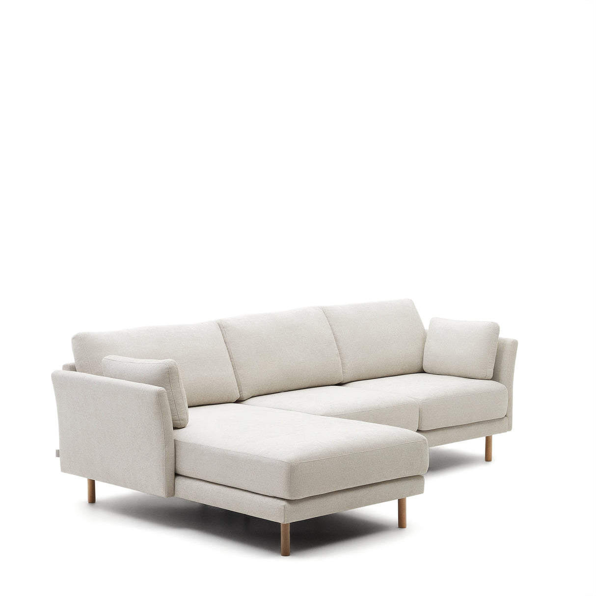 Gilma 3-Sitzer-Sofa Chaiselongue rechts/links Chenille in Perle Beine naturfarben 260 cm - ZEN ZONE Furniture