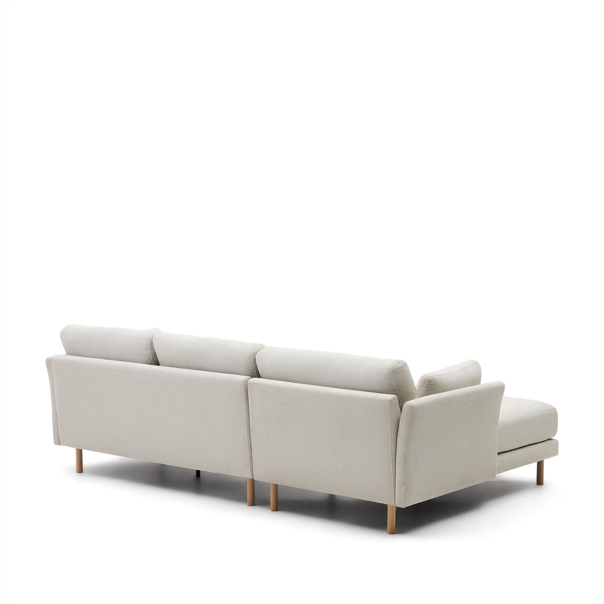 Gilma 3-Sitzer-Sofa Chaiselongue rechts/links Chenille in Perle Beine naturfarben 260 cm - ZEN ZONE Furniture