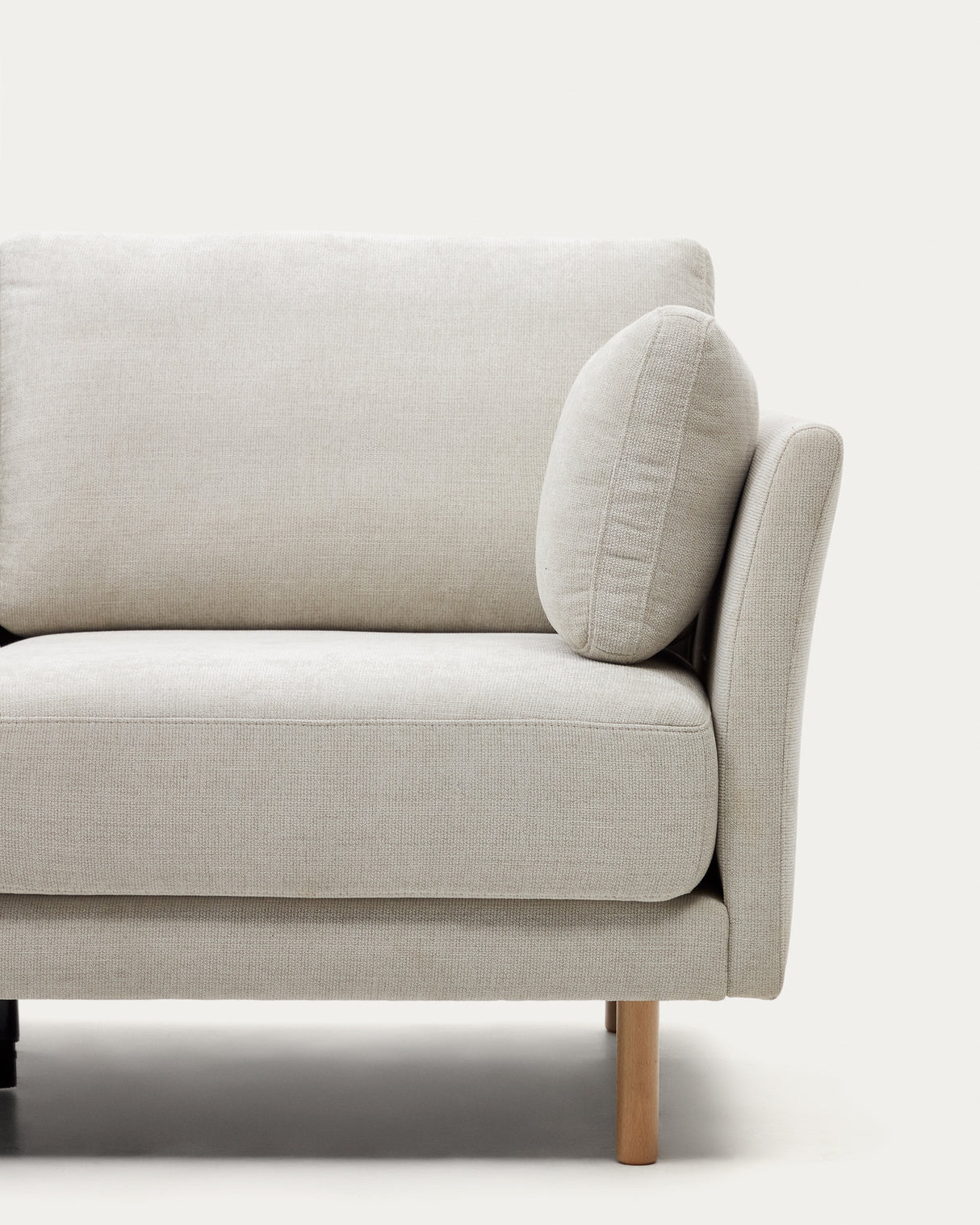 Gilma 3-Sitzer-Sofa Chaiselongue rechts/links Chenille in Perle Beine naturfarben 260 cm - ZEN ZONE Furniture