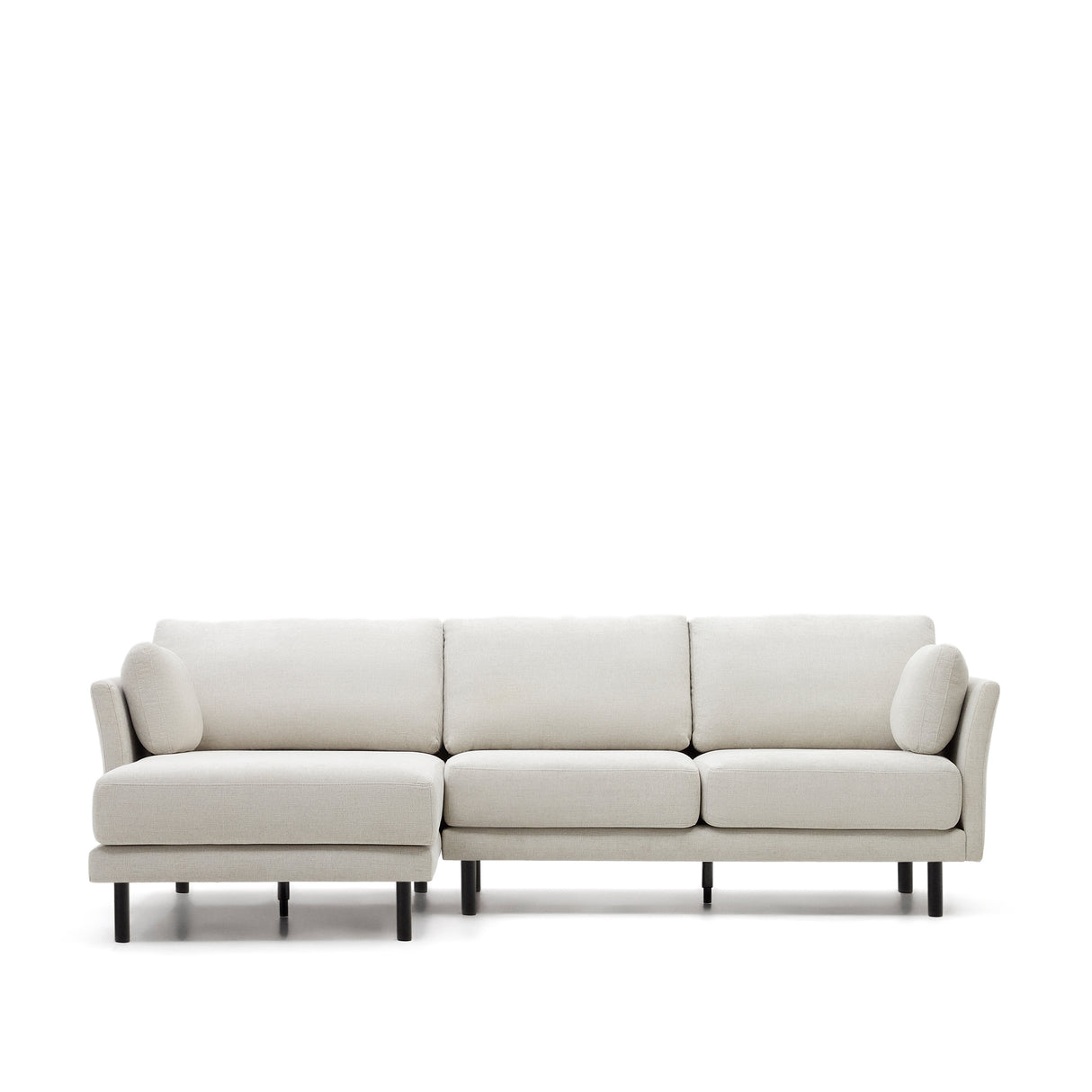 Gilma 3-Sitzer Sofa mit Chaiselongue rechts/links Chenille Perle Beine in Schwarz 260 cm - ZEN ZONE Furniture