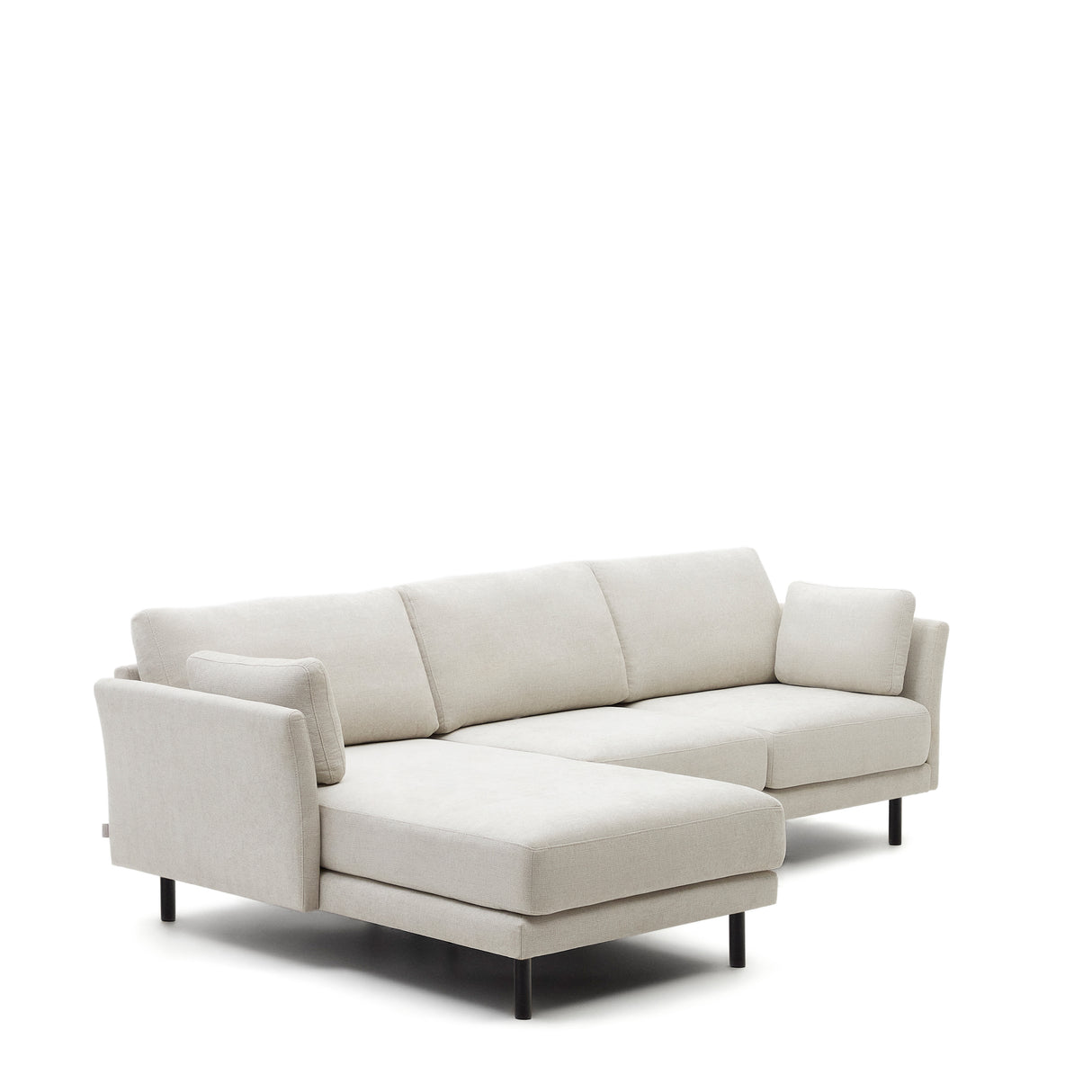 Gilma 3-Sitzer Sofa mit Chaiselongue rechts/links Chenille Perle Beine in Schwarz 260 cm - ZEN ZONE Furniture