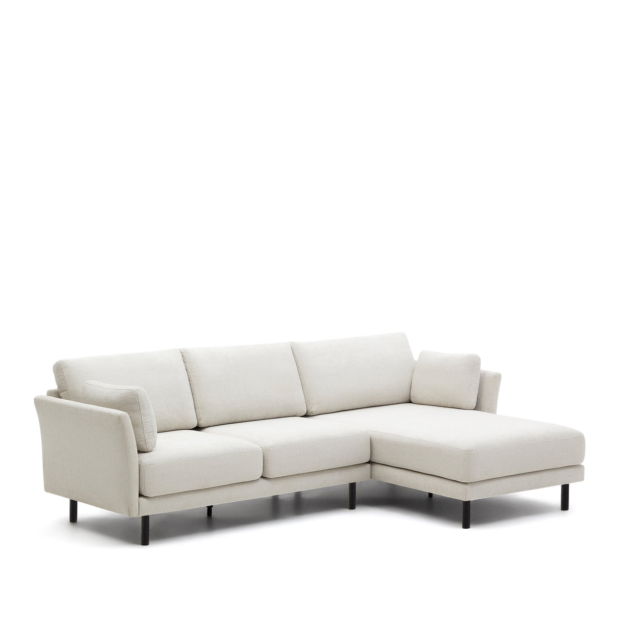 Gilma 3-Sitzer Sofa mit Chaiselongue rechts/links Chenille Perle Beine in Schwarz 260 cm - ZEN ZONE Furniture