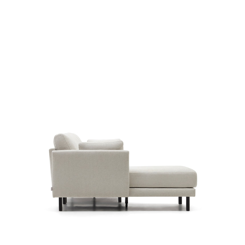 Gilma 3-Sitzer Sofa mit Chaiselongue rechts/links Chenille Perle Beine in Schwarz 260 cm - ZEN ZONE Furniture