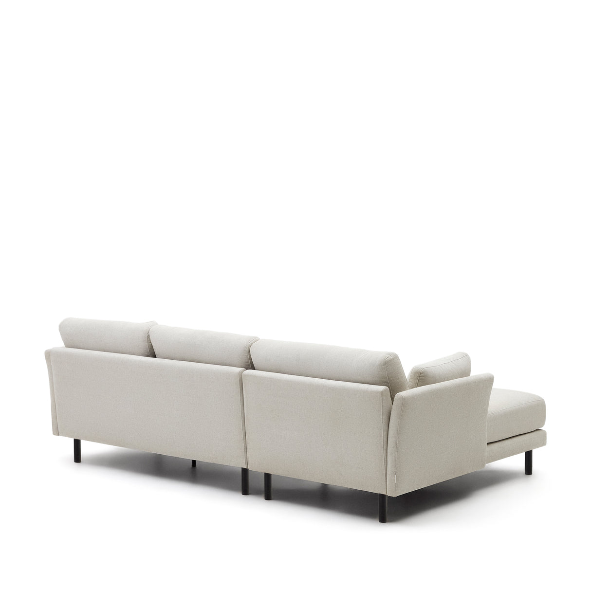 Gilma 3-Sitzer Sofa mit Chaiselongue rechts/links Chenille Perle Beine in Schwarz 260 cm - ZEN ZONE Furniture