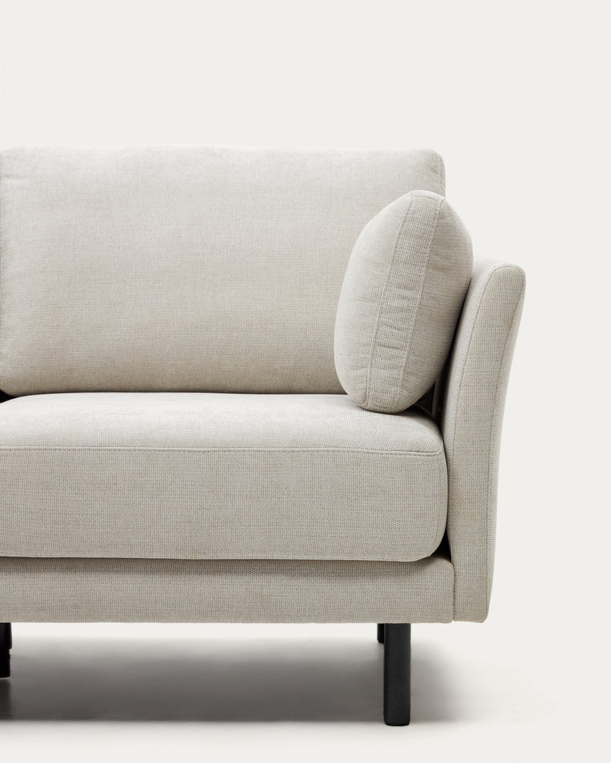 Gilma 3-Sitzer Sofa mit Chaiselongue rechts/links Chenille Perle Beine in Schwarz 260 cm - ZEN ZONE Furniture