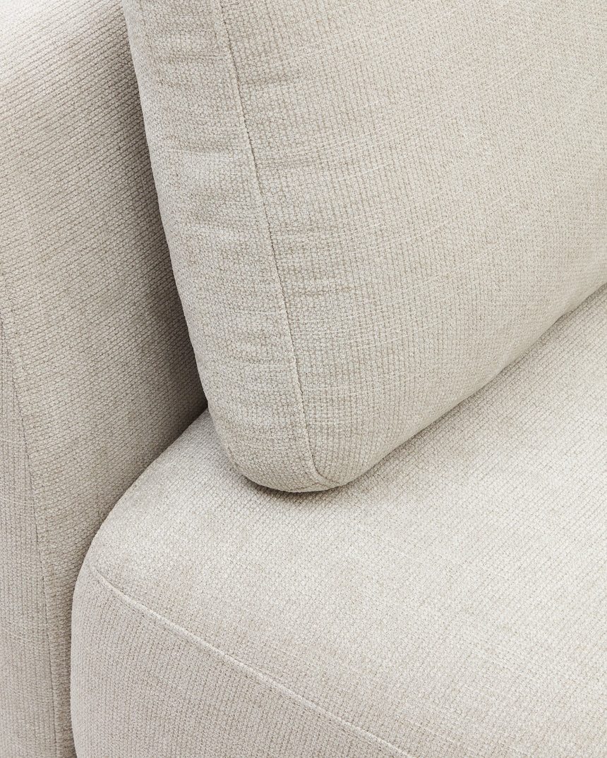 Gilma 3-Sitzer Sofa mit Chaiselongue rechts/links Chenille Perle Beine in Schwarz 260 cm - ZEN ZONE Furniture