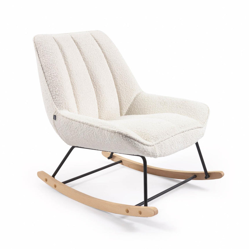 Marlina Schaukelstuhl mit Bezug in Bouclé weiß - ZEN ZONE Furniture