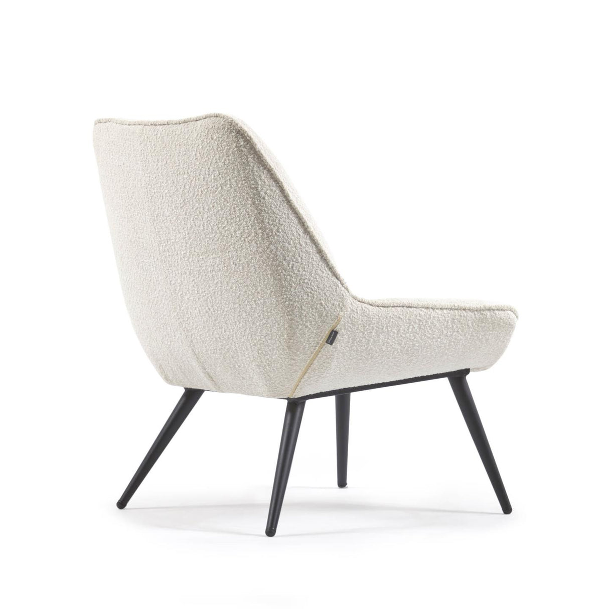 Marlina Sessel mit Bezug im Bouclé-Stil weiß mit Stahlbeinen mit schwarzem Finish - ZEN ZONE Furniture