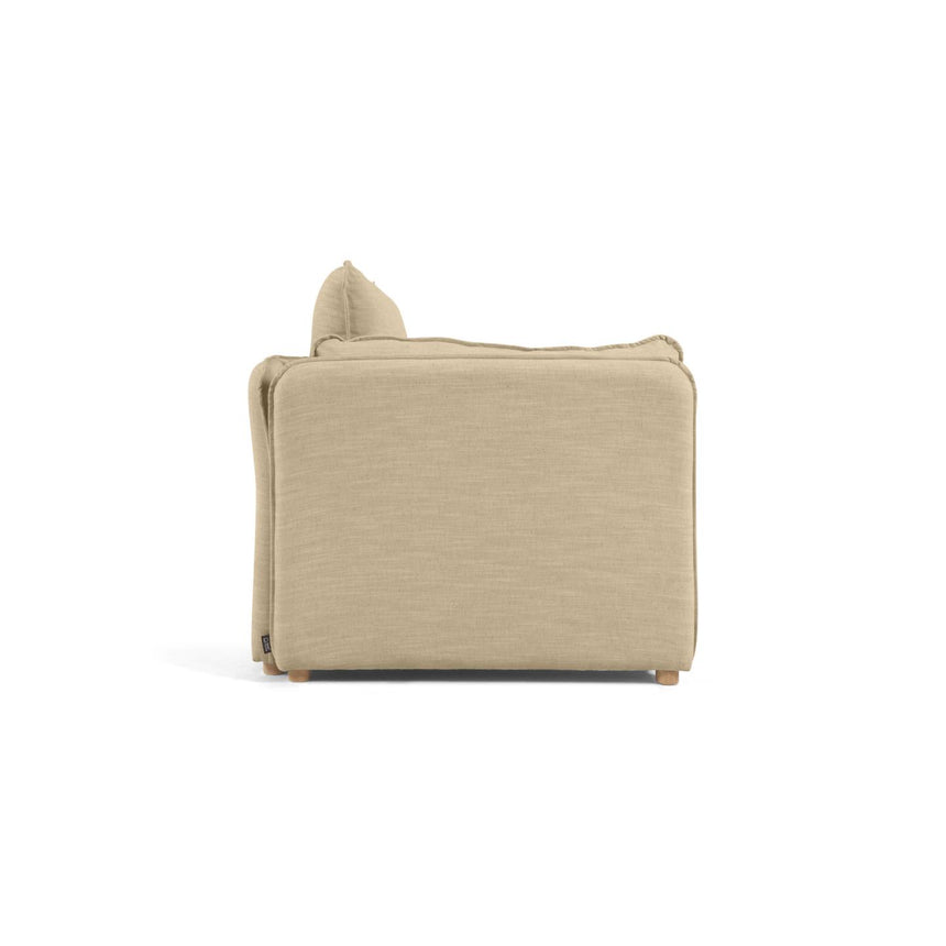 Tanit Schlafsofa beige und Beine aus massivem Buchenholz mit natürlichem Finish 210 cm - ZEN ZONE Furniture