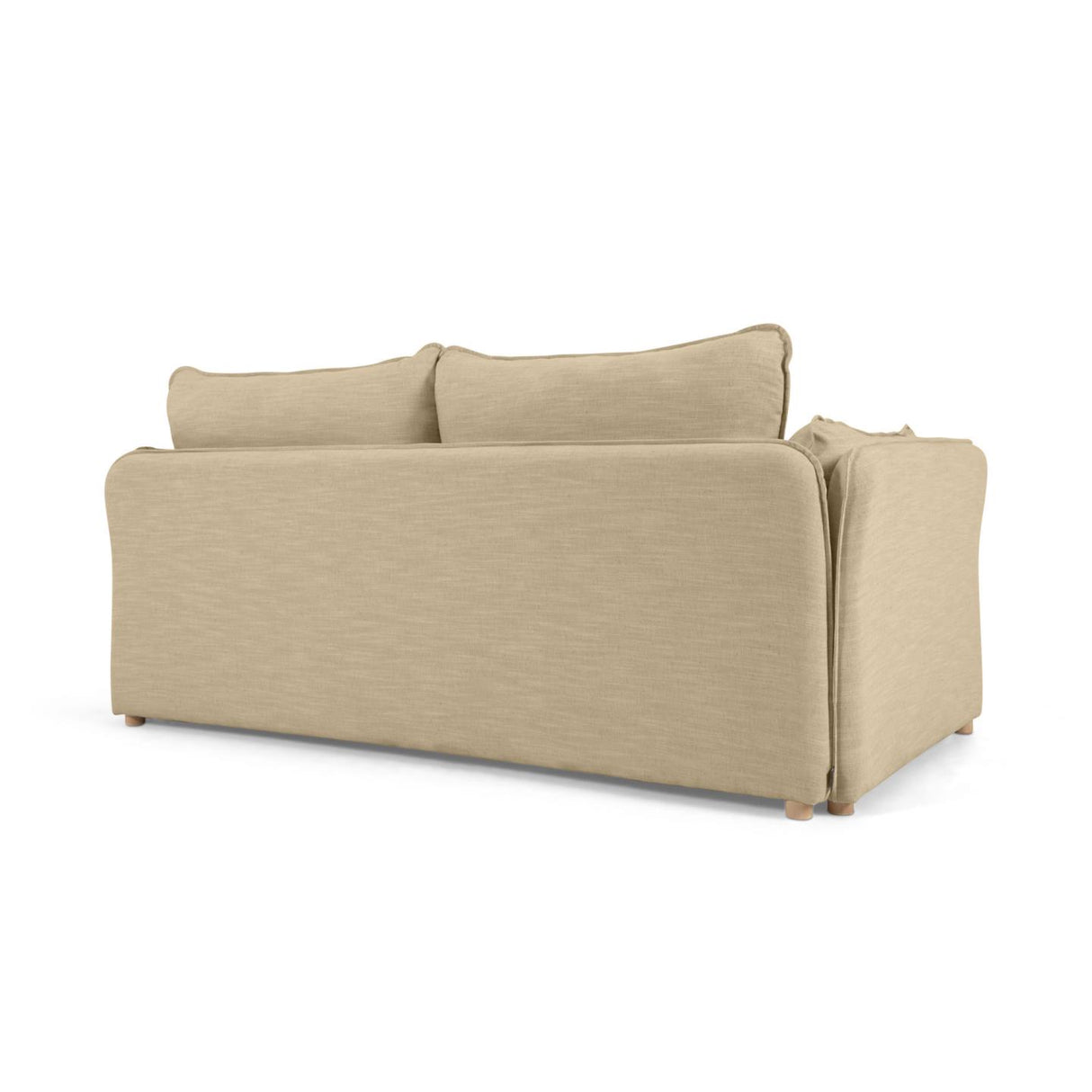 Tanit Schlafsofa beige und Beine aus massivem Buchenholz mit natürlichem Finish 210 cm - ZEN ZONE Furniture