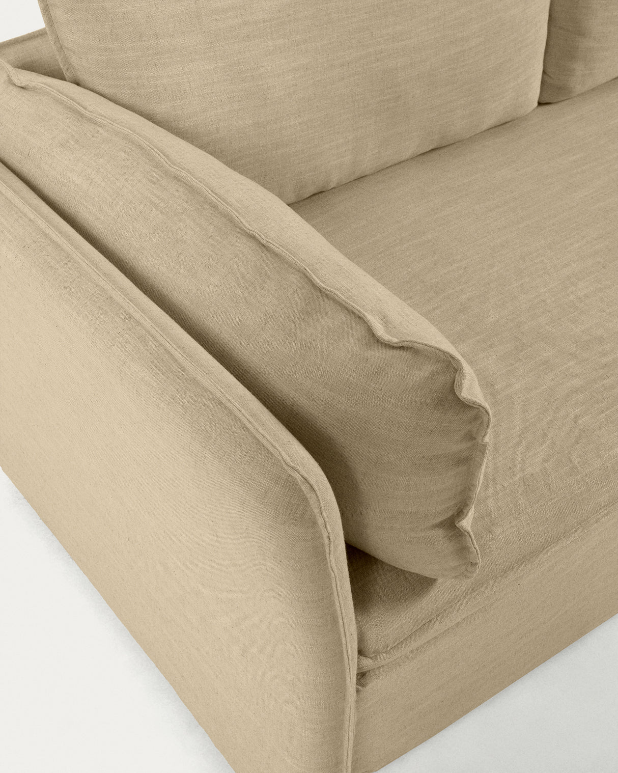 Tanit Schlafsofa beige und Beine aus massivem Buchenholz mit natürlichem Finish 210 cm - ZEN ZONE Furniture